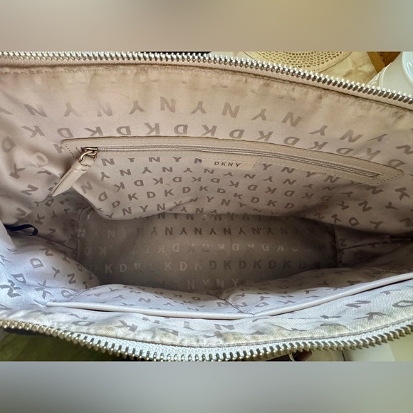 Classic Monogram DKNY Faux Leather Gigi Tote Cream And Brown - Picture 9 of 11